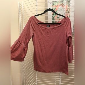 Pink shirt with bell bottom sleeves
